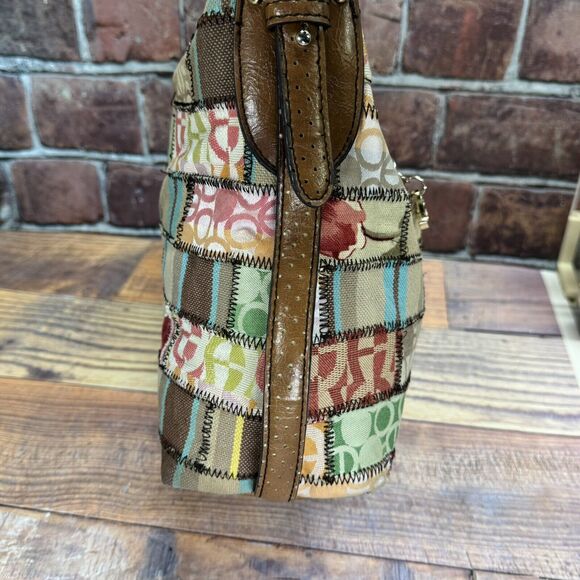 Vintage Etienne Aigner Tuscon Patchwork‎ Canvas Shoulder Bag Tote Purse Boho - Picture 6 of 16
